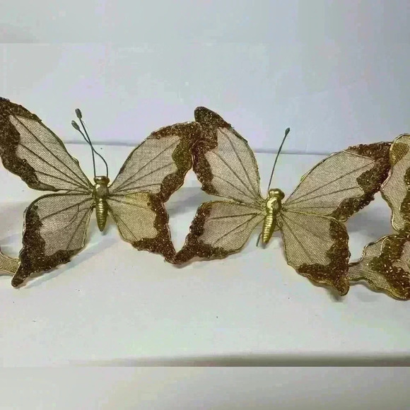 Set of 4 Gold Butterflies -Made With Metal And Mesh 4.5” - Picture 6 of 7